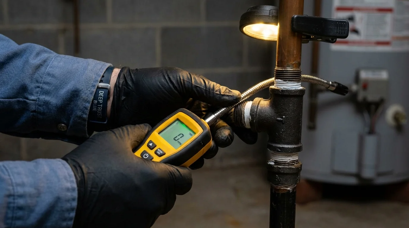 Gas leak detection with electronic sniffer by Johns Plumbing LLC in New Brunswick